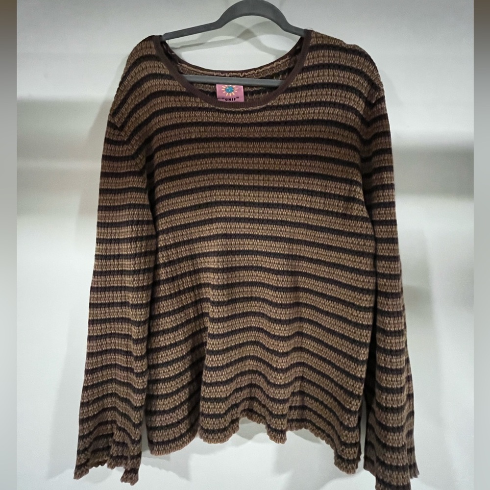 UNIF Black and Brown Striped Pullover Sweater, size M